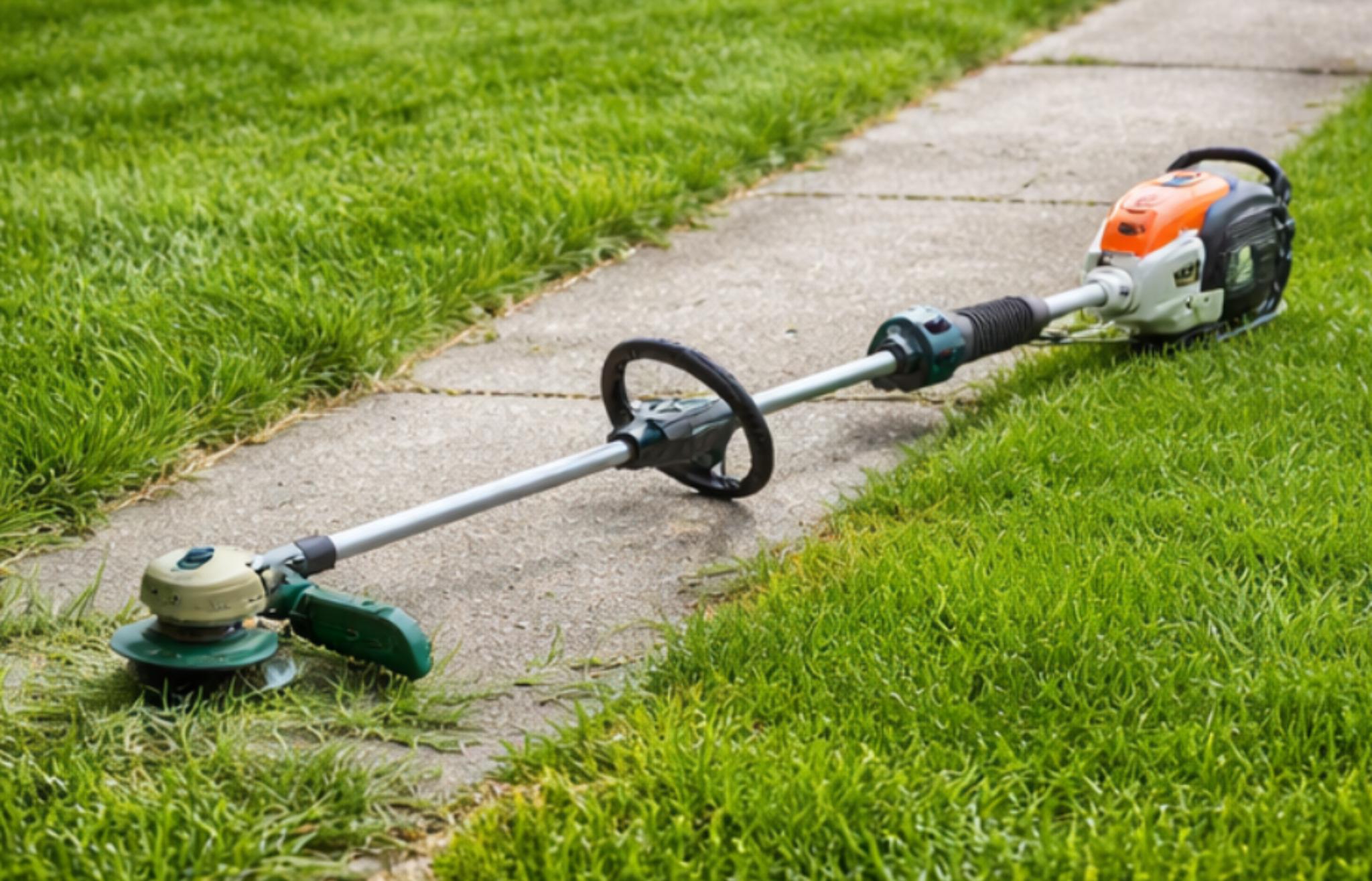 String trimmer on grass